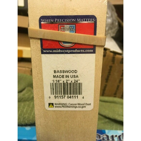 Midwest Basswood wood 1/16 x 2 x 36in (1)pc. - Picture 1 of 1